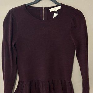 LOFT Peplum Top - Wine Colored - Size Small